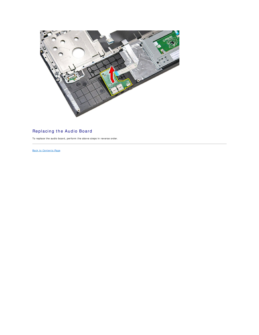 Dell 3700 specifications Replacing the Audio Board 