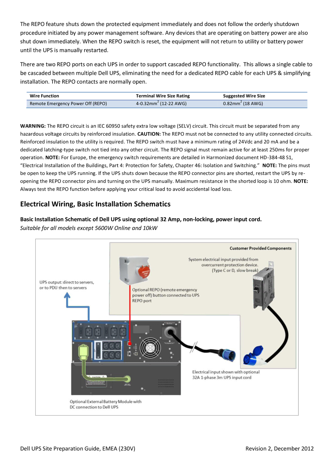 Dell 4200W Electrical Wiring, Basic Installation Schematics, Wire Function Terminal Wire Size Rating Suggested Wire Size 