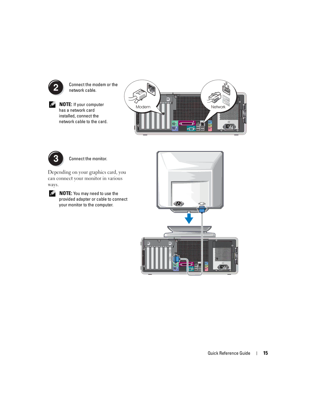 Dell K8642, 380 manual Connect the modem or Network cable 