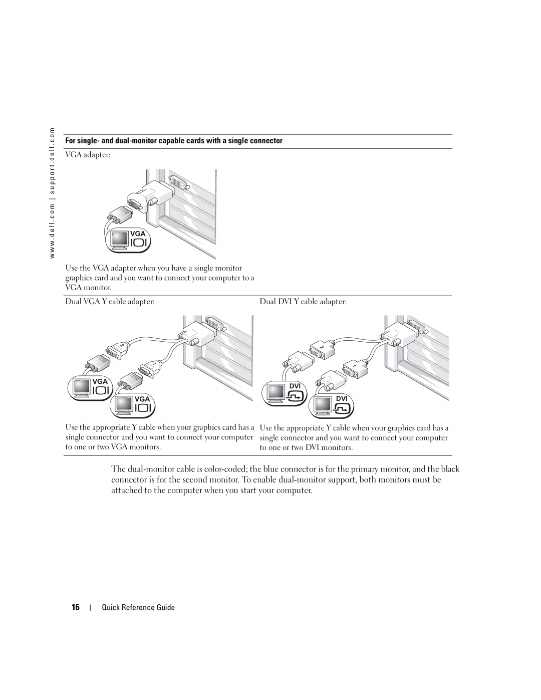 Dell 380, K8642 manual To one or two VGA monitors To one or two DVI monitors 