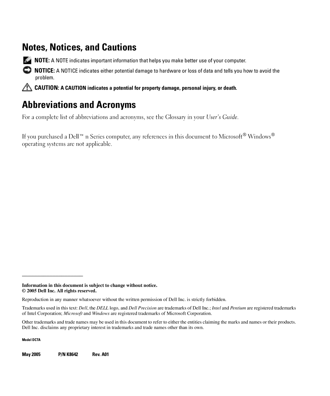 Dell 380, K8642 manual Abbreviations and Acronyms 