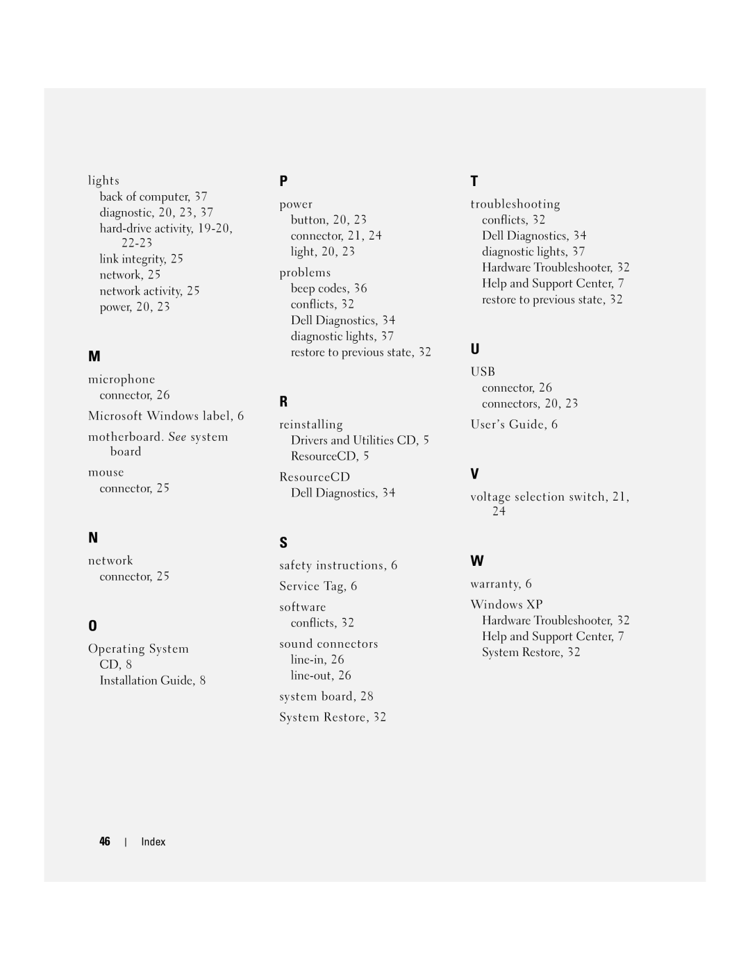 Dell 380, K8642 manual Index 