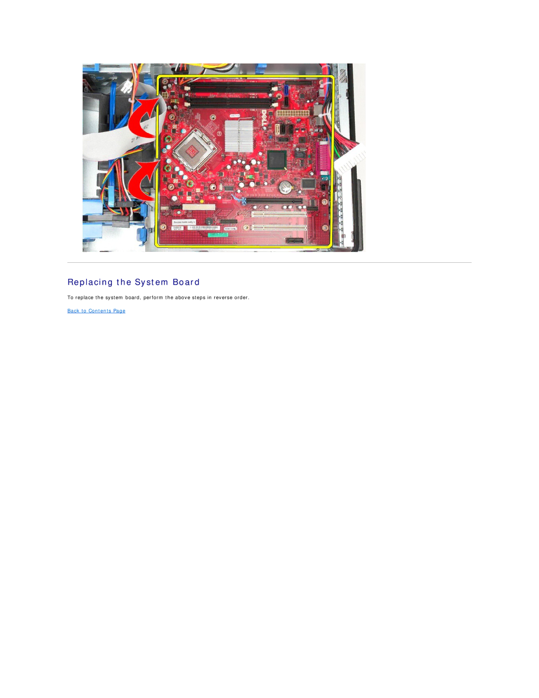 Dell 380 specifications Replacing the System Board 