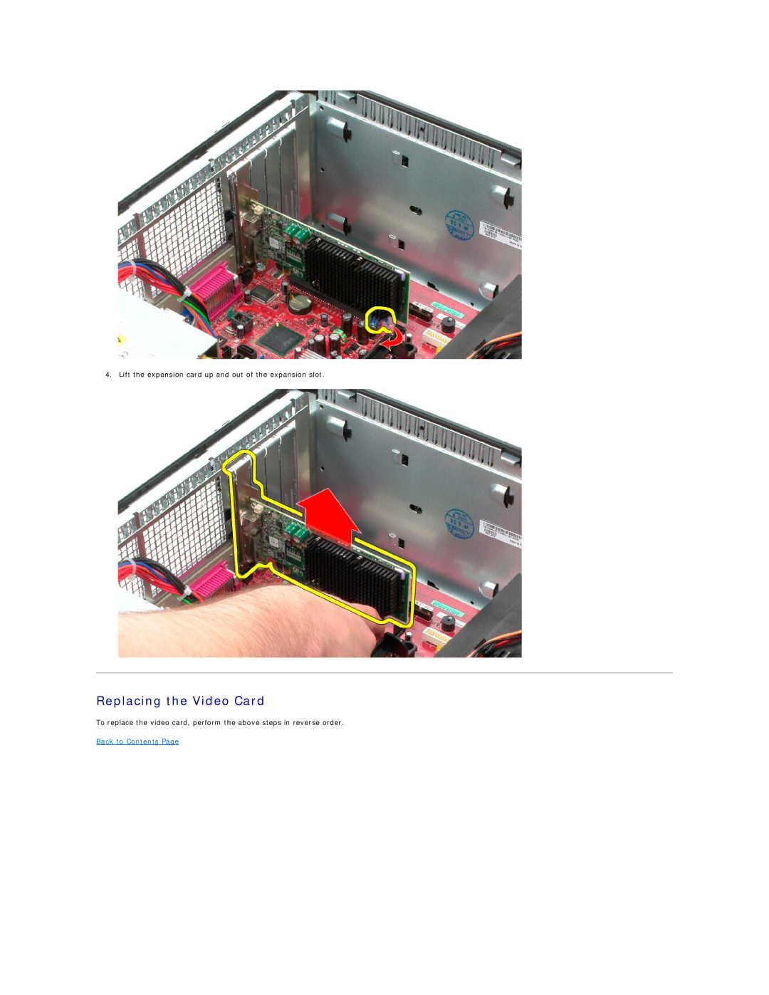 Dell 380 specifications Replacing the Video Card 