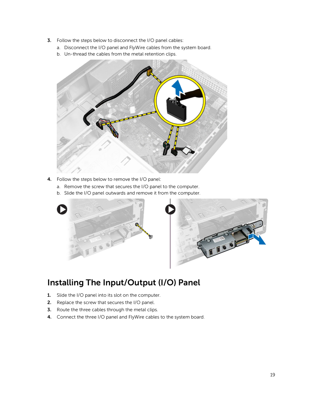 Dell 3800 owner manual Installing The Input/Output I/O Panel 