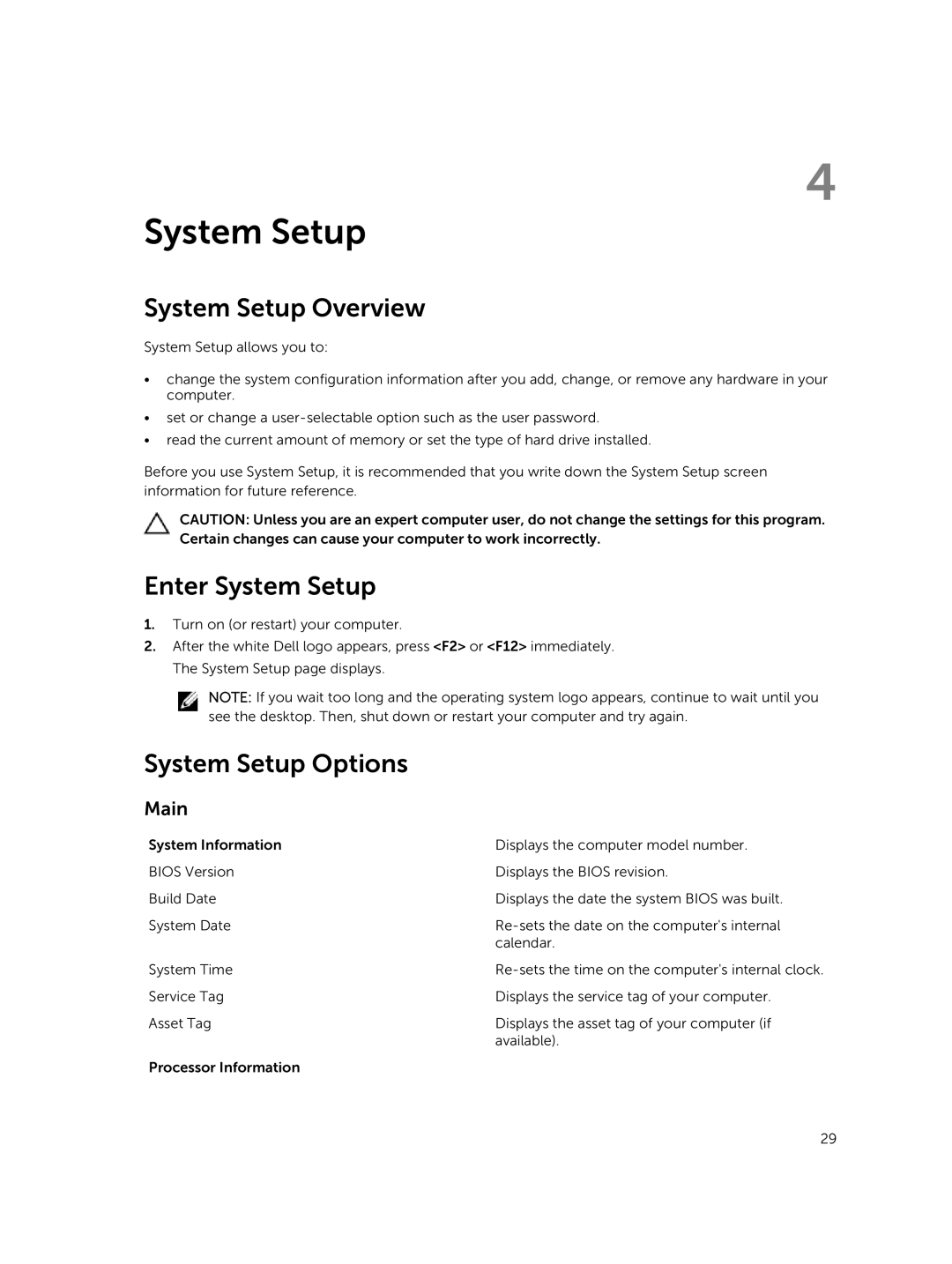 Dell 3800 owner manual System Setup Overview, Enter System Setup, System Setup Options 