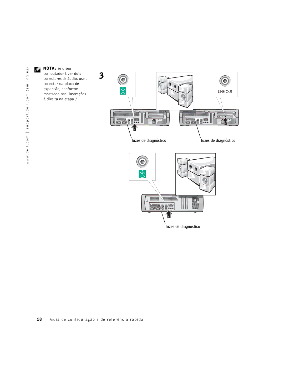 Dell 38WYD manual Luzes de diagnóstico 