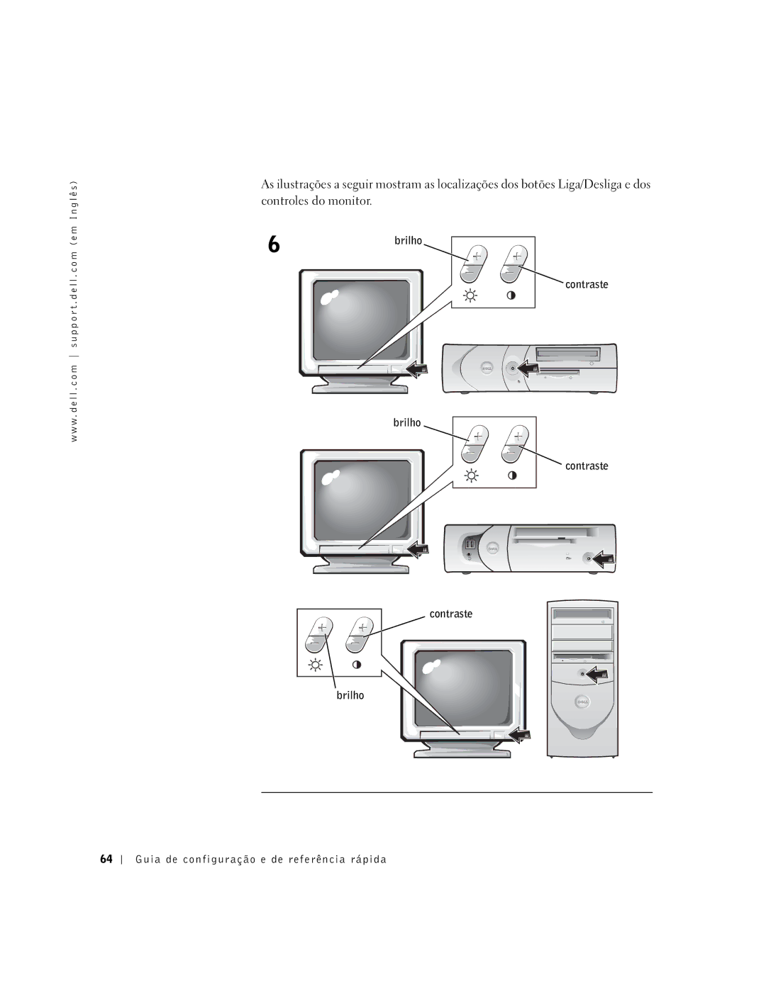 Dell 38WYD manual Contraste Brilho Guia de configuração e de referência rápida 