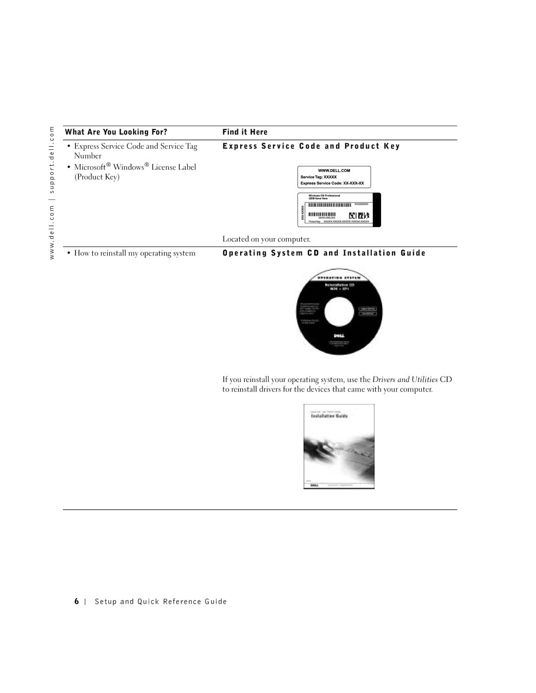 Dell 38WYD manual P r e s s S e r v i c e code a n d P r o d u c t Ke y 