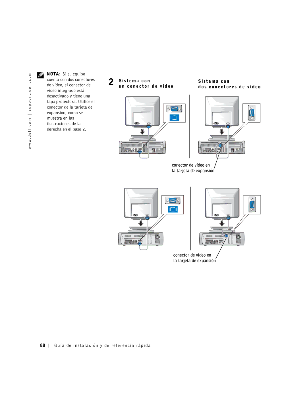 Dell 38WYD manual S t e m a c o n C o n e c t o r d e v í d e o 