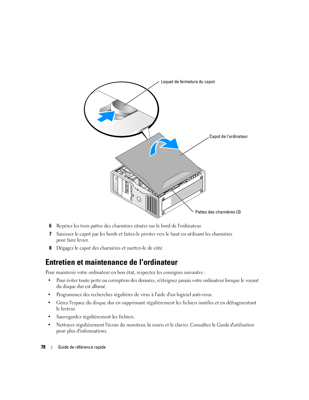 Dell 390, GH458 manual Entretien et maintenance de lordinateur 