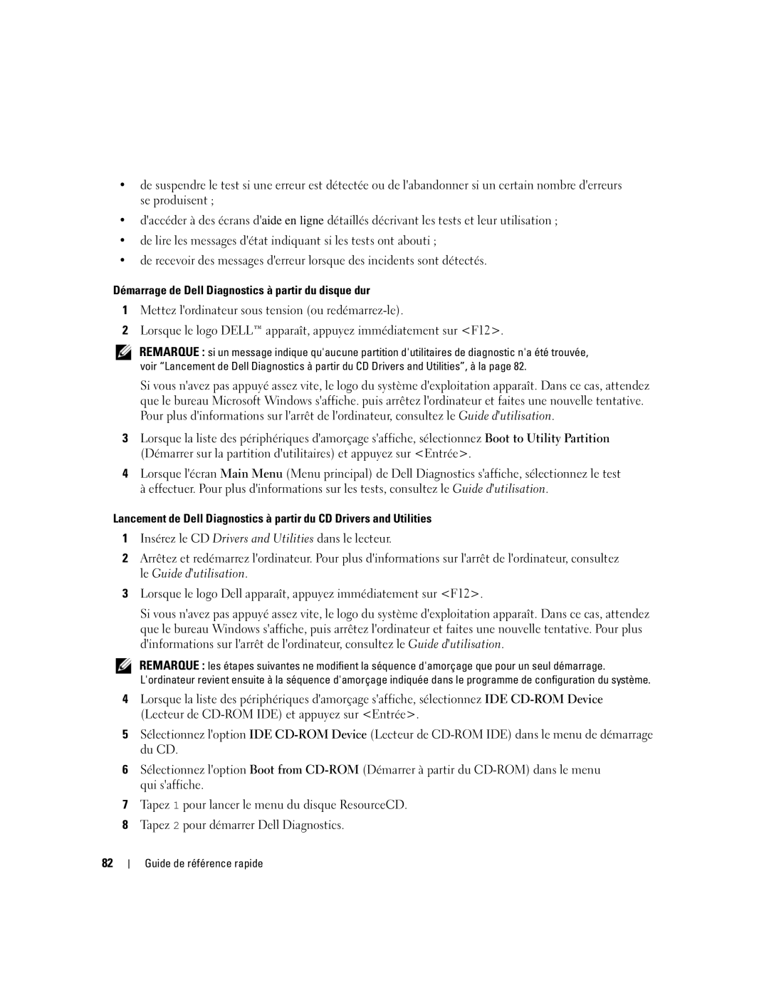 Dell 390, GH458 manual Démarrage de Dell Diagnostics à partir du disque dur 