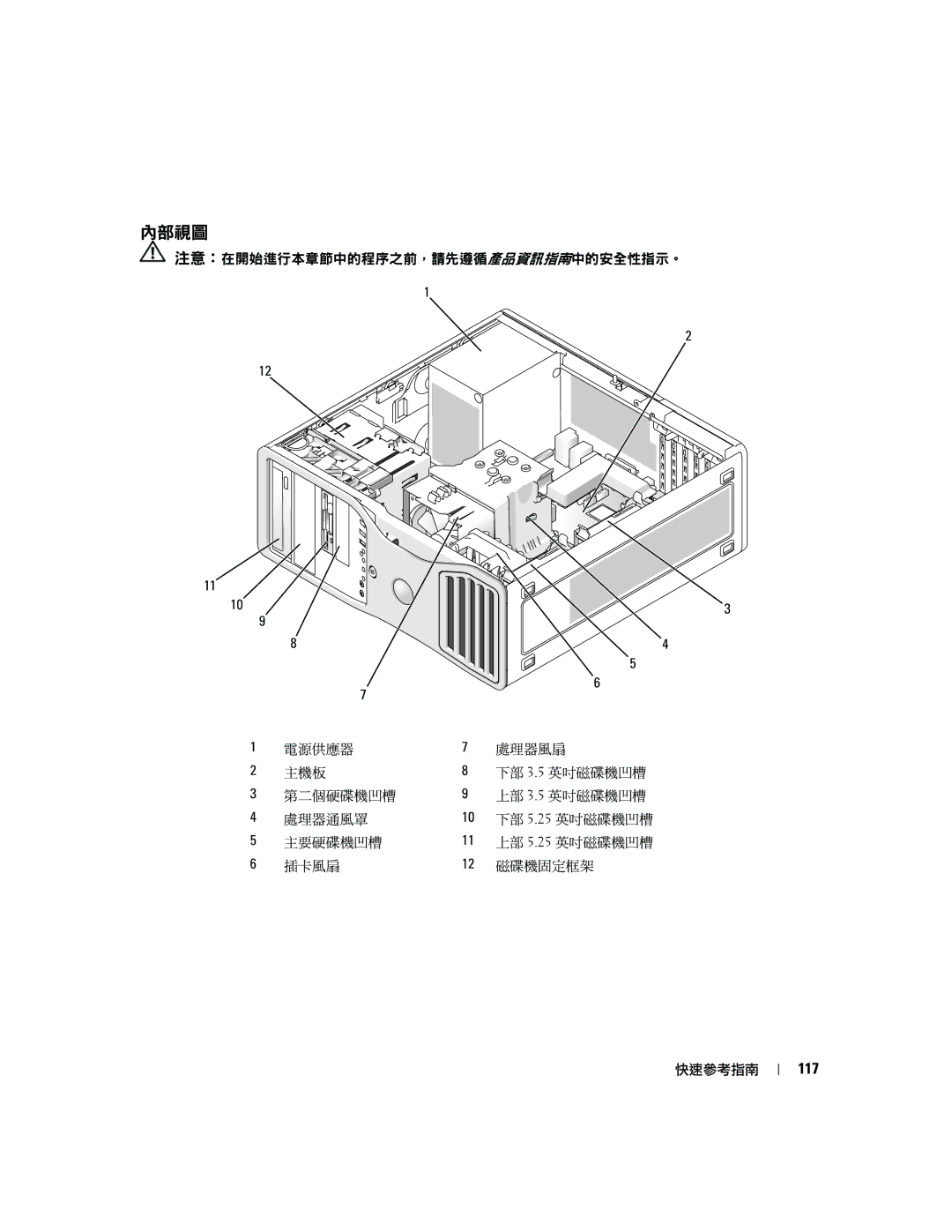 Dell 390 manual 內部視圖, 117 