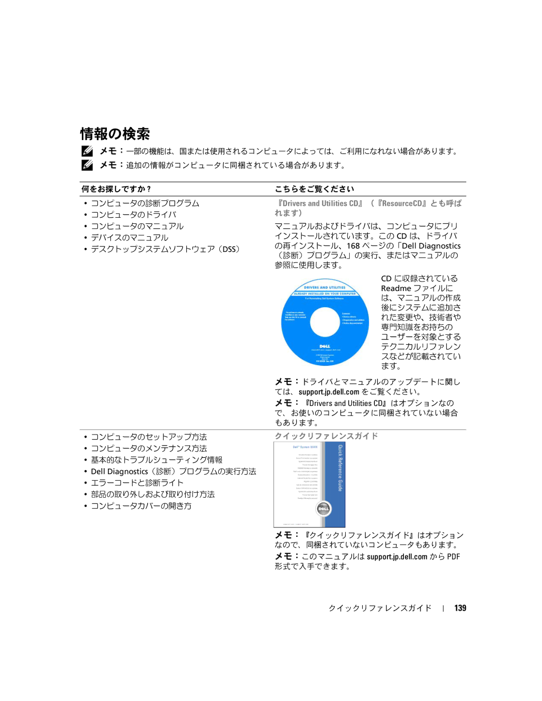 Dell 390 manual 情報の検索, 139 