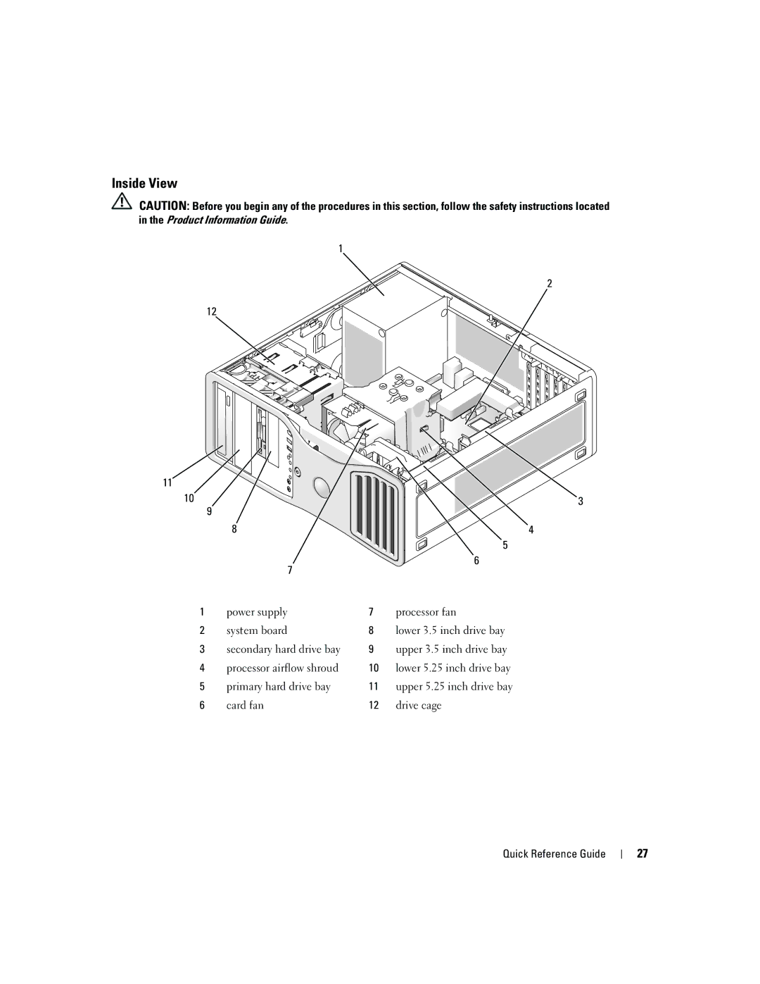 Dell 390 manual Inside View 