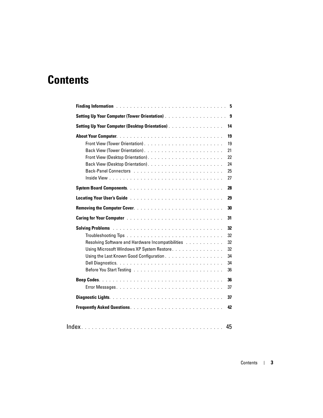 Dell 390 manual Contents 