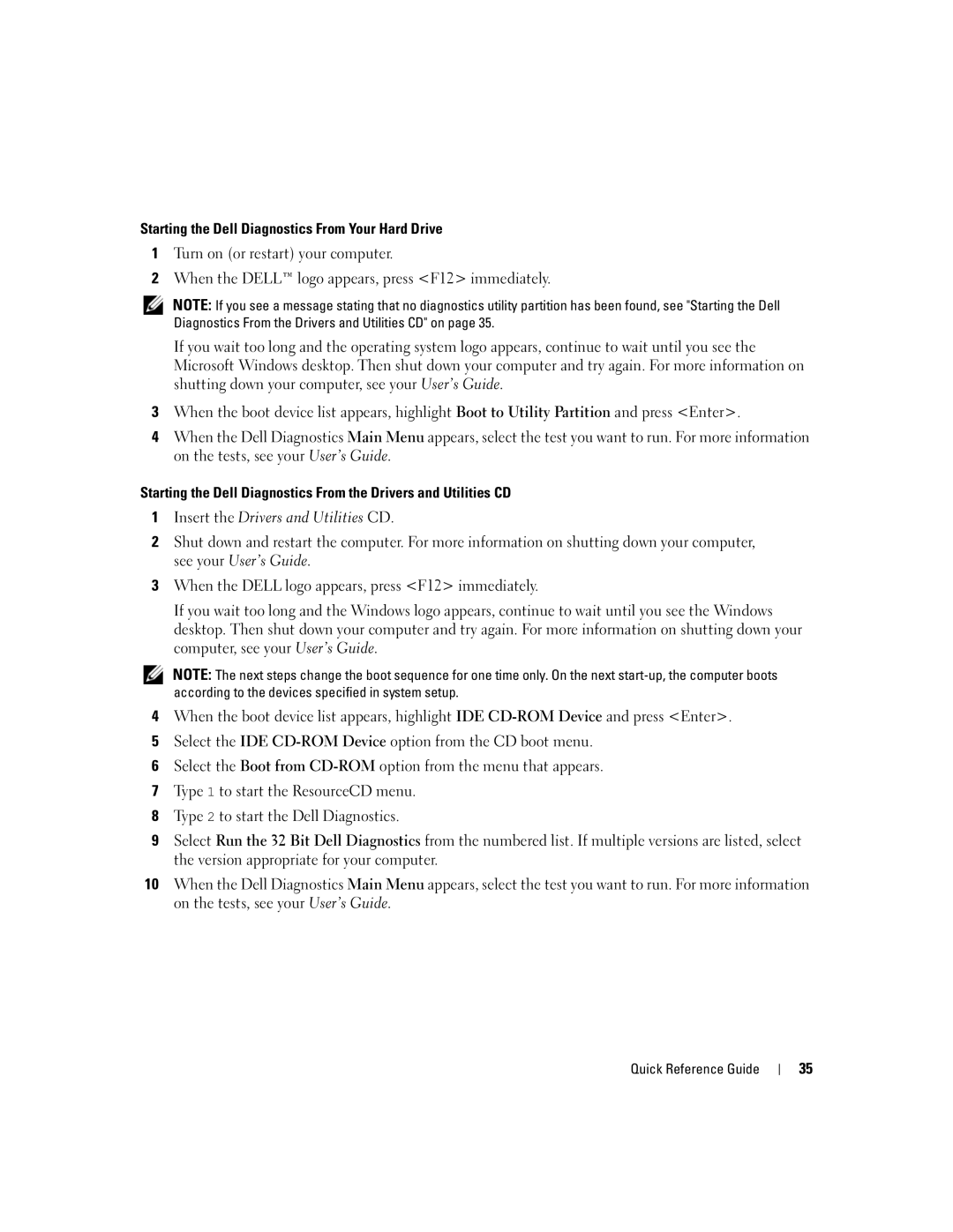 Dell 390 manual Starting the Dell Diagnostics From Your Hard Drive 