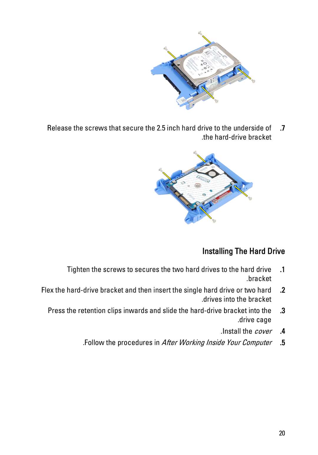 Dell 390 owner manual Installing The Hard Drive 