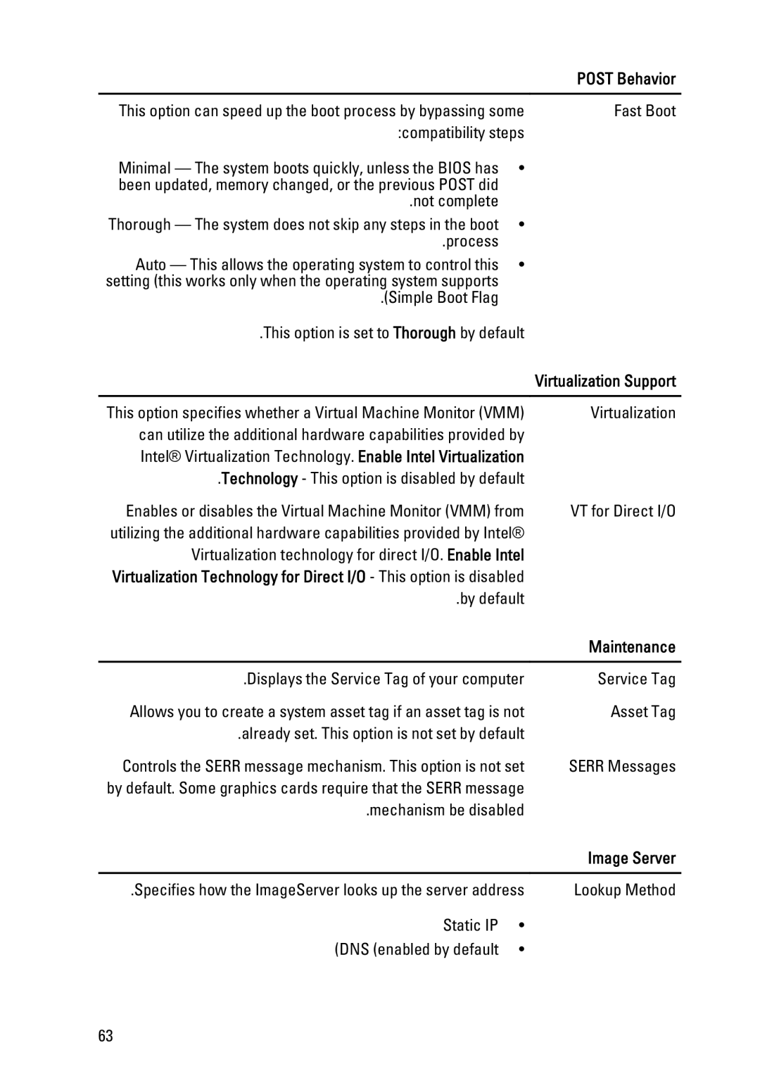 Dell 390 owner manual Maintenance, Image Server 