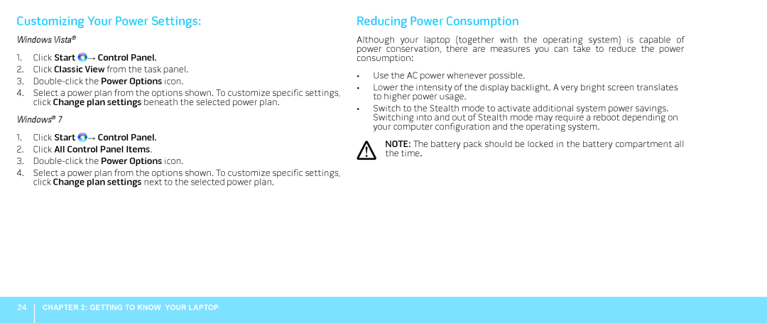 Dell 039YVGA00, P08G001, M15x manual Customizing Your Power Settings, Reducing Power Consumption 