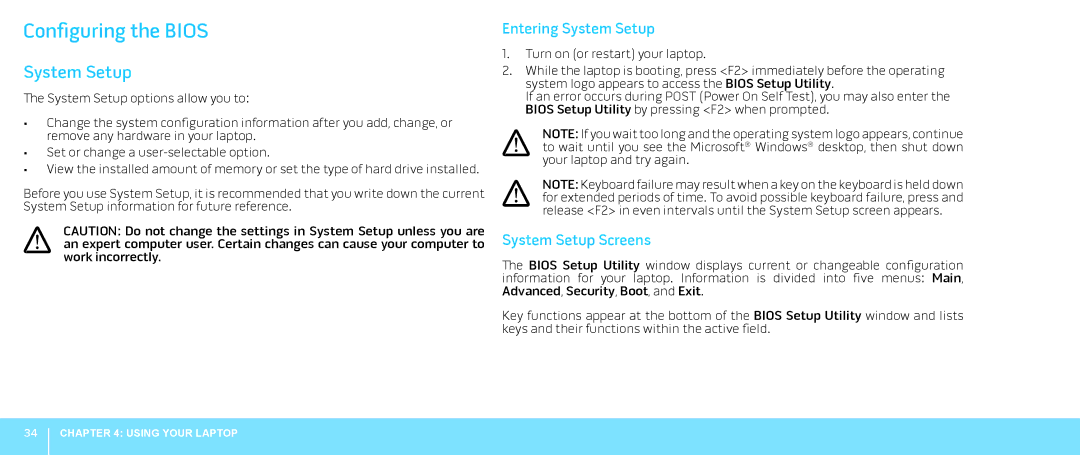 Dell 039YVGA00, P08G001, M15x manual Configuring the Bios, Entering System Setup, System Setup Screens 