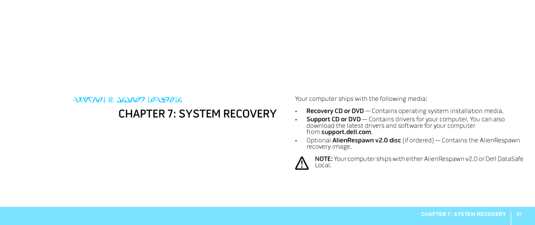 Dell P08G001, M15x, 039YVGA00 manual System Recovery 