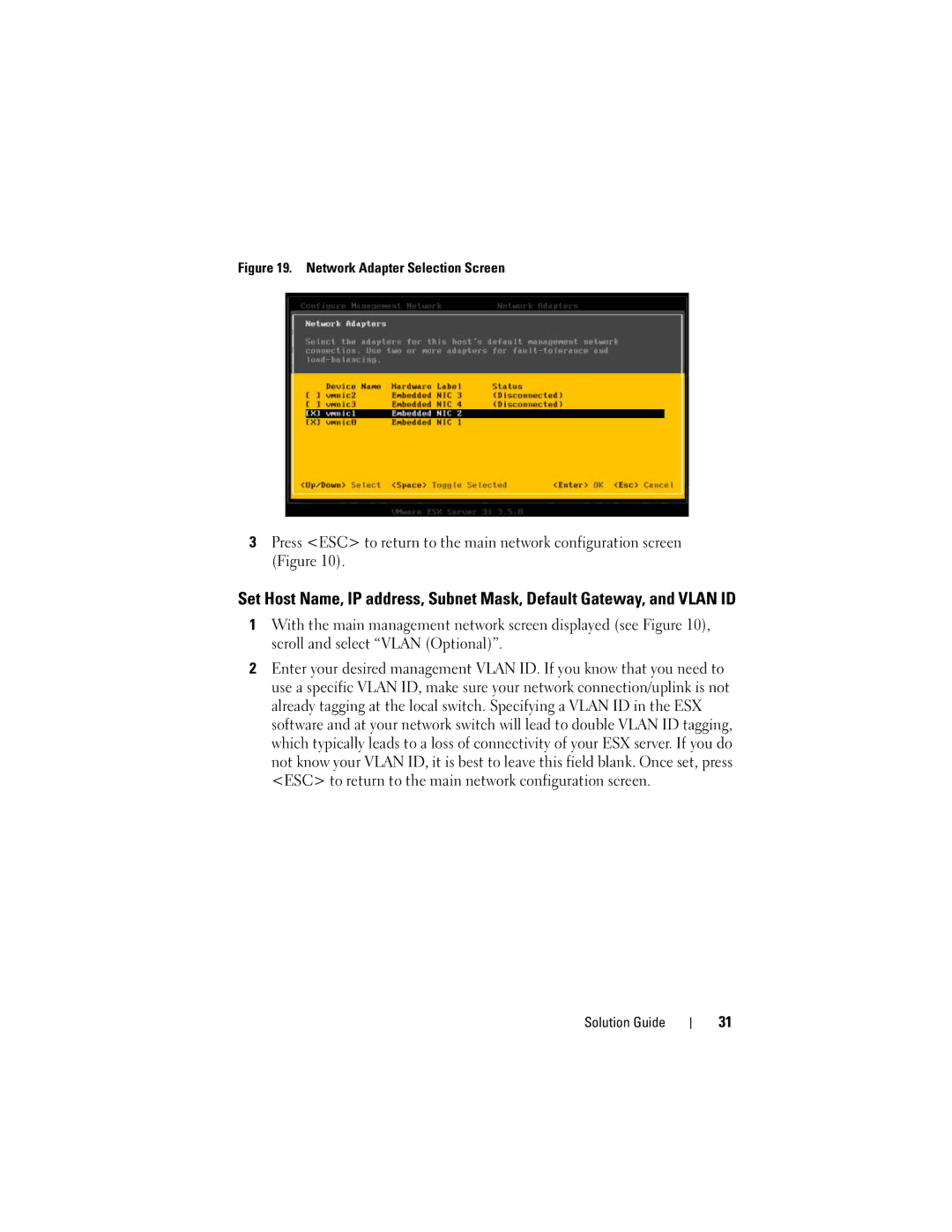 Dell 3i manual Network Adapter Selection Screen 