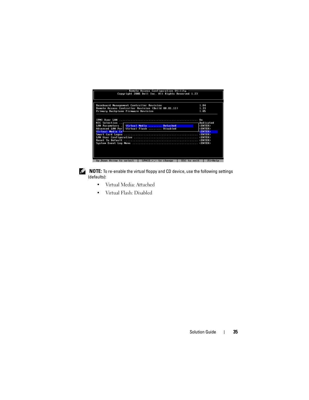 Dell 3i manual Virtual Media Attached Virtual Flash Disabled 