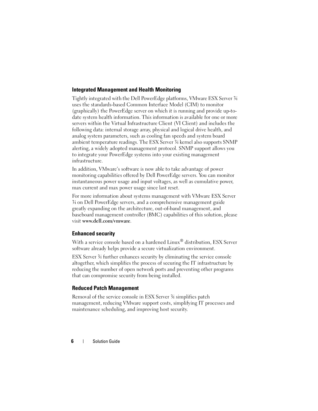 Dell 3i manual Integrated Management and Health Monitoring, Enhanced security, Reduced Patch Management 