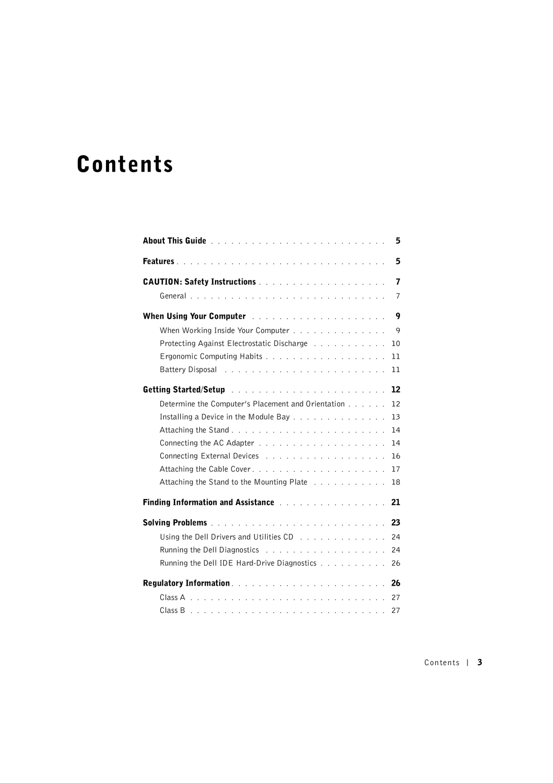 Dell 3U083 manual Contents 