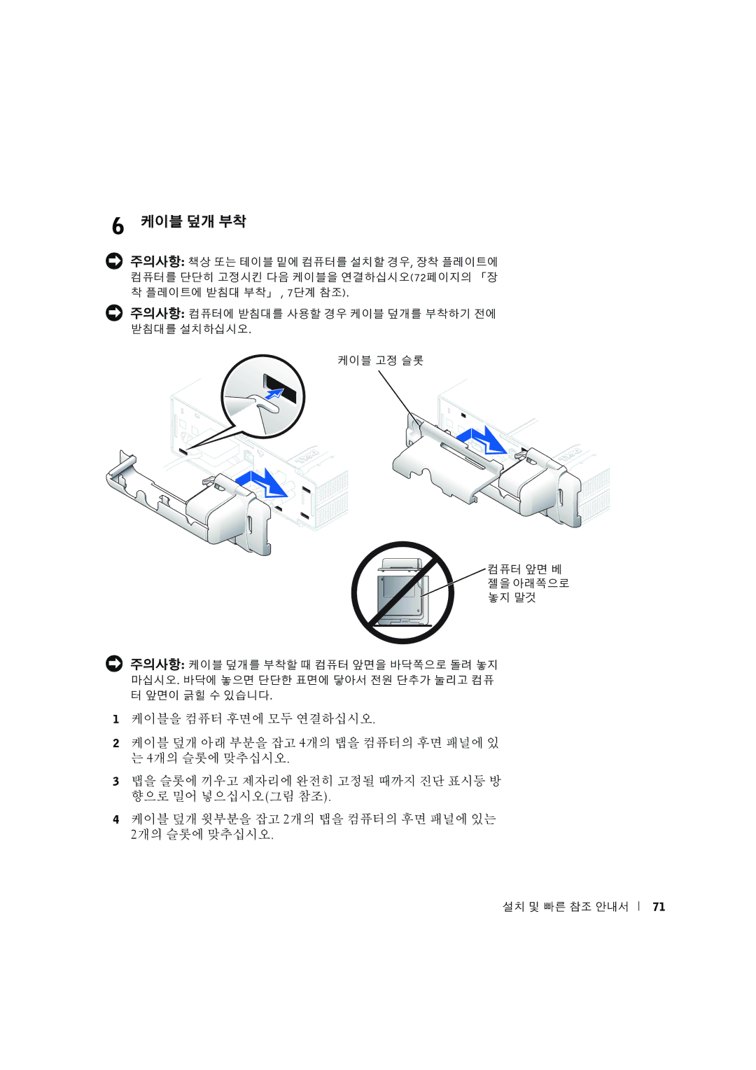 Dell 3U083 manual 케이블 덮개 부착 