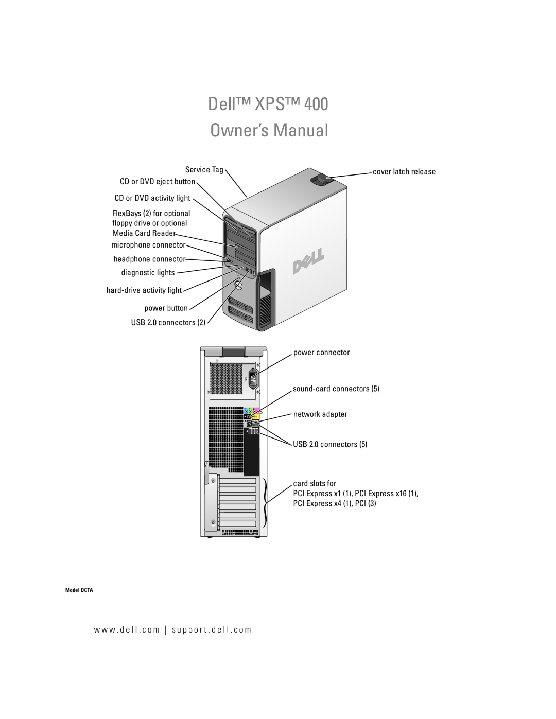 Dell 400 owner manual W . d e l l . c o m s u p p o r t . d e l l . c o m 