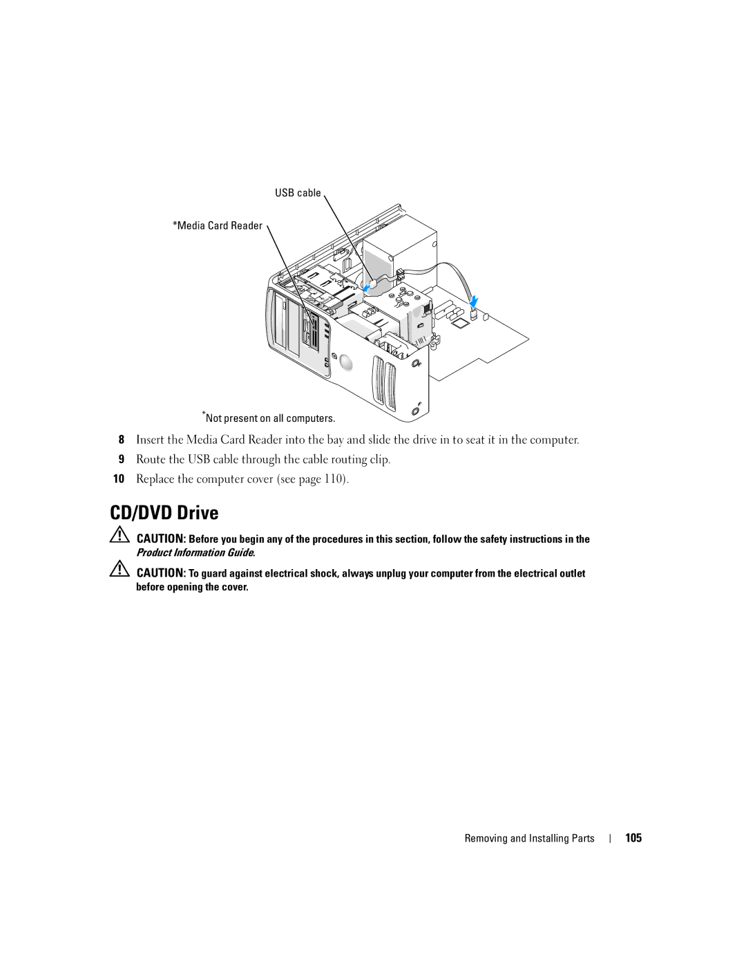 Dell 400 owner manual CD/DVD Drive, 105 