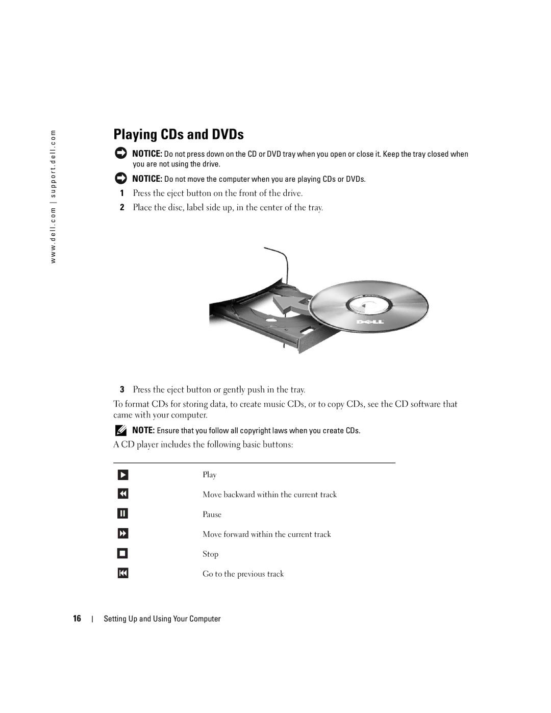 Dell 400 owner manual Playing CDs and DVDs 