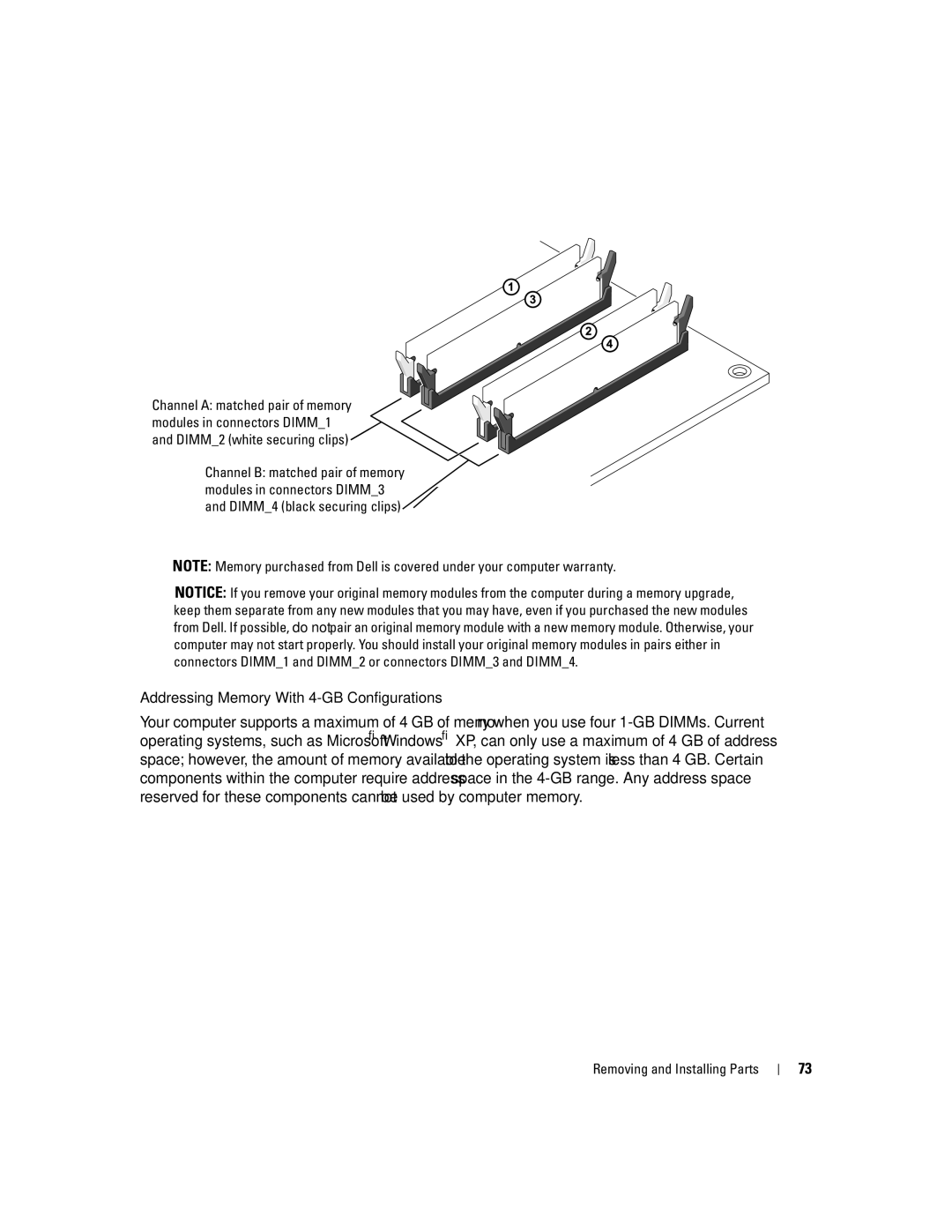 Dell 400 owner manual Addressing Memory With 4-GB Configurations 