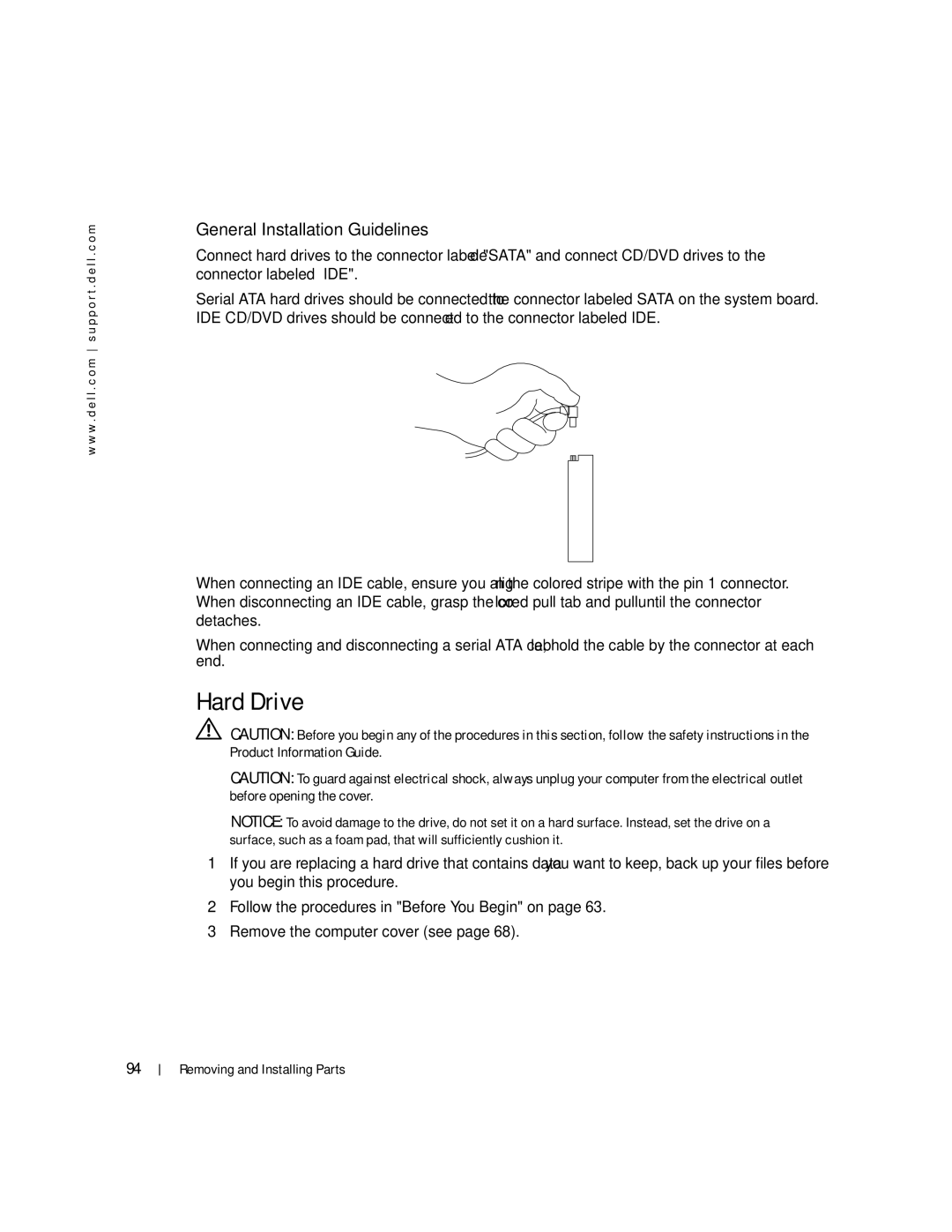 Dell 400 owner manual Hard Drive, General Installation Guidelines 