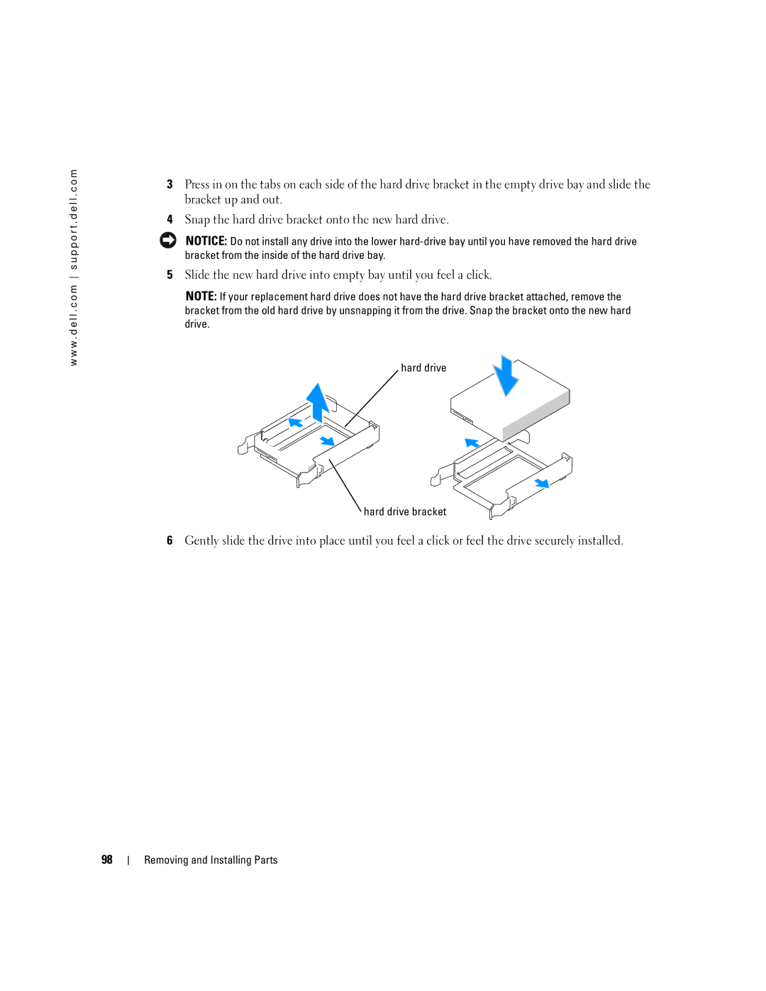 Dell 400 owner manual Hard drive Hard drive bracket 