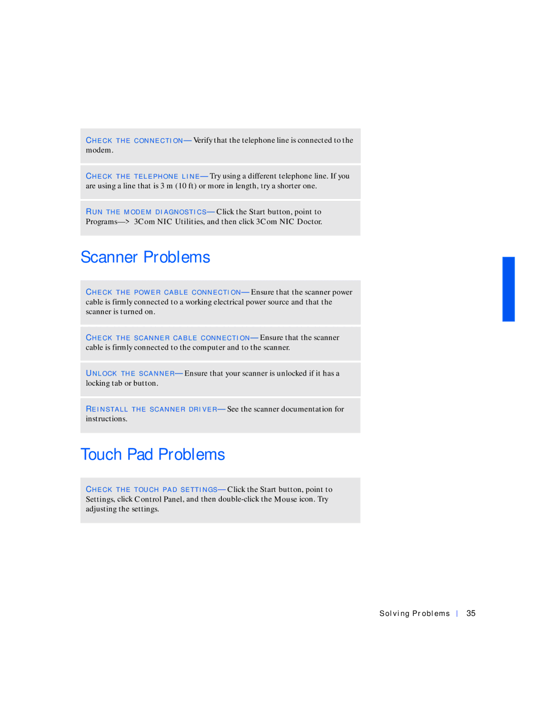 Dell 4000 manual Scanner Problems, Touch Pad Problems 