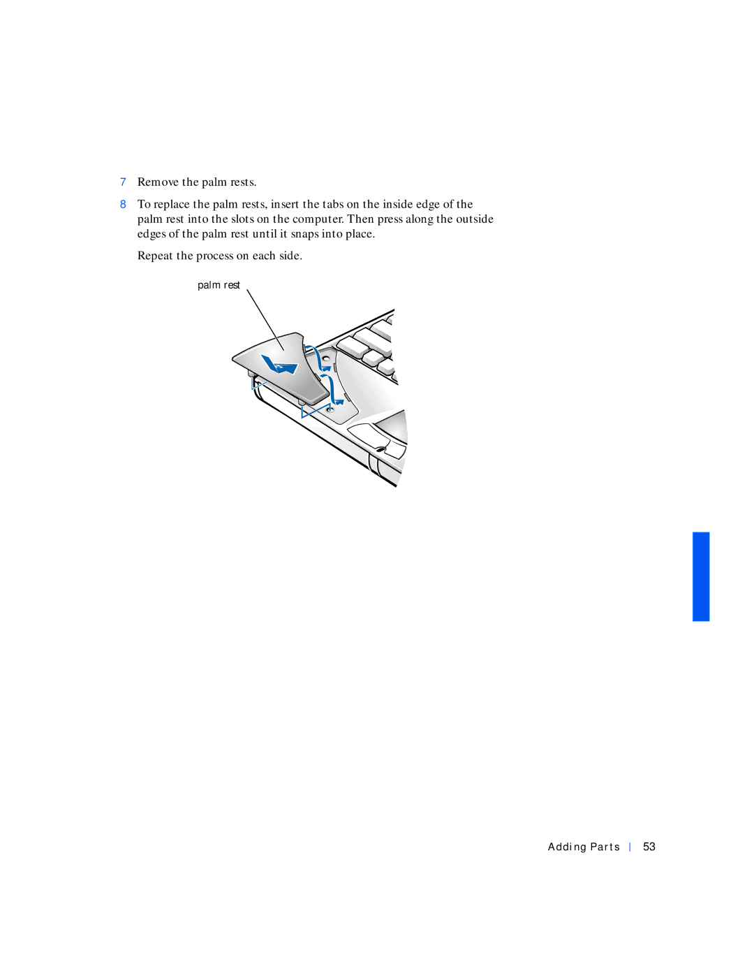 Dell 4000 manual Palm rest Adding Parts 