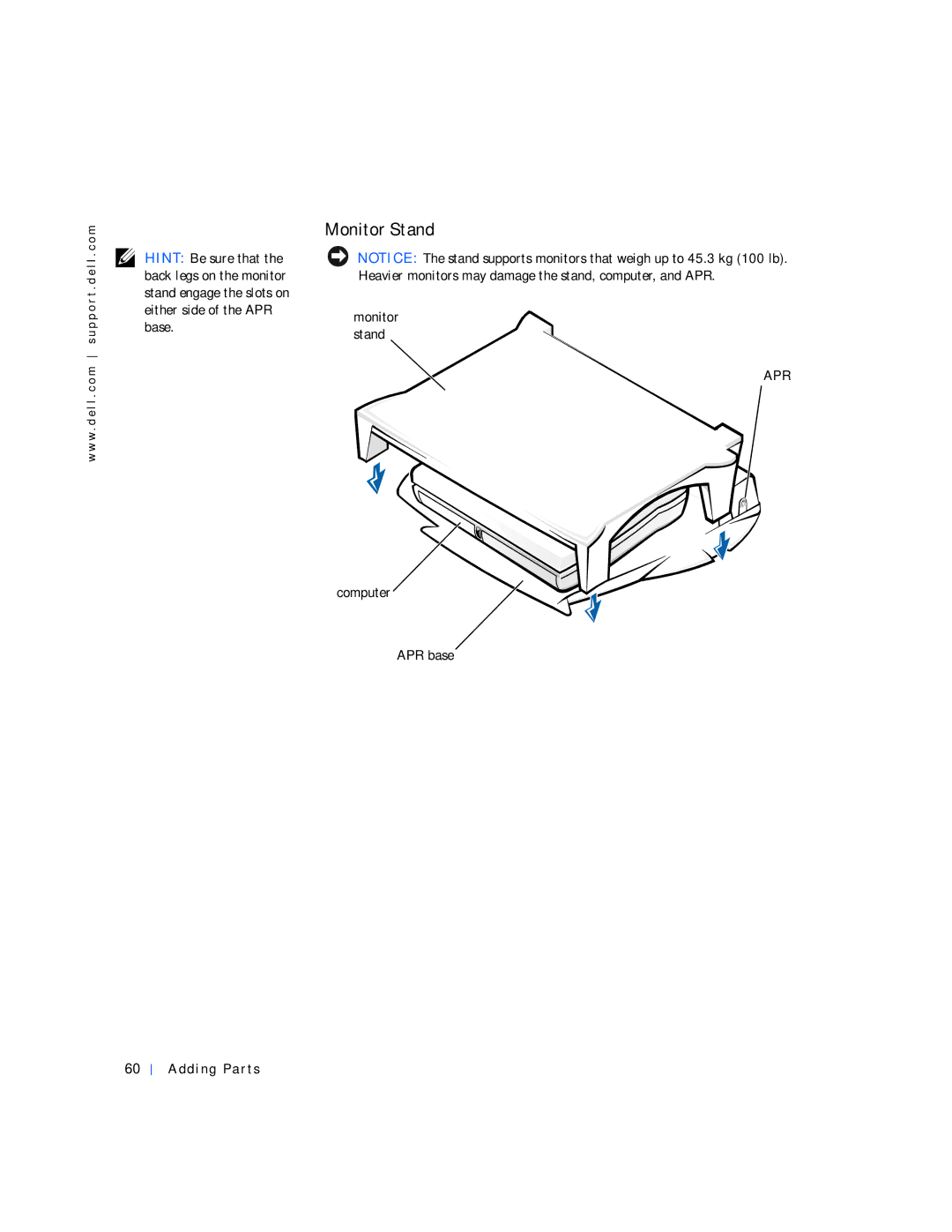 Dell 4000 manual Monitor Stand 