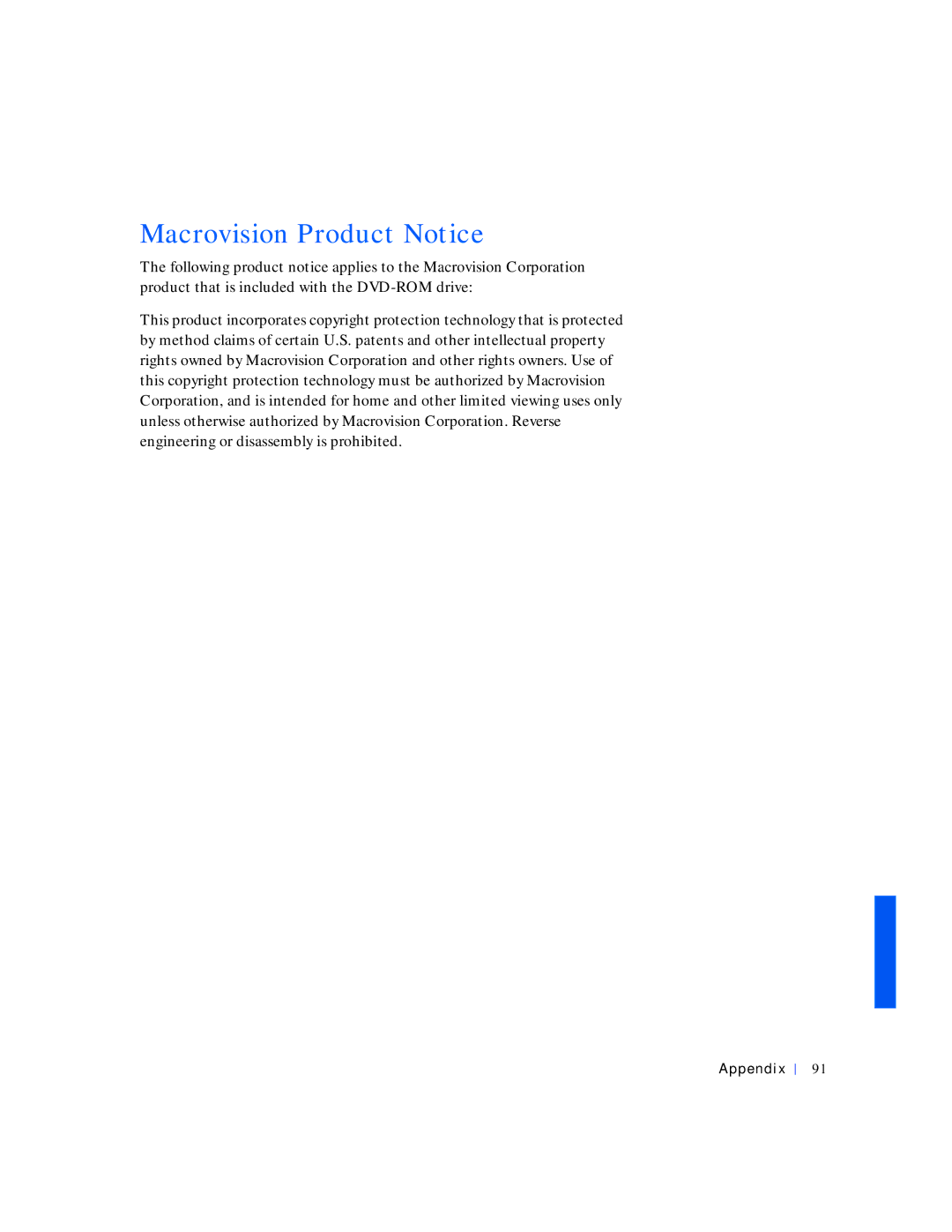 Dell 4000 manual Macrovision Product Notice 