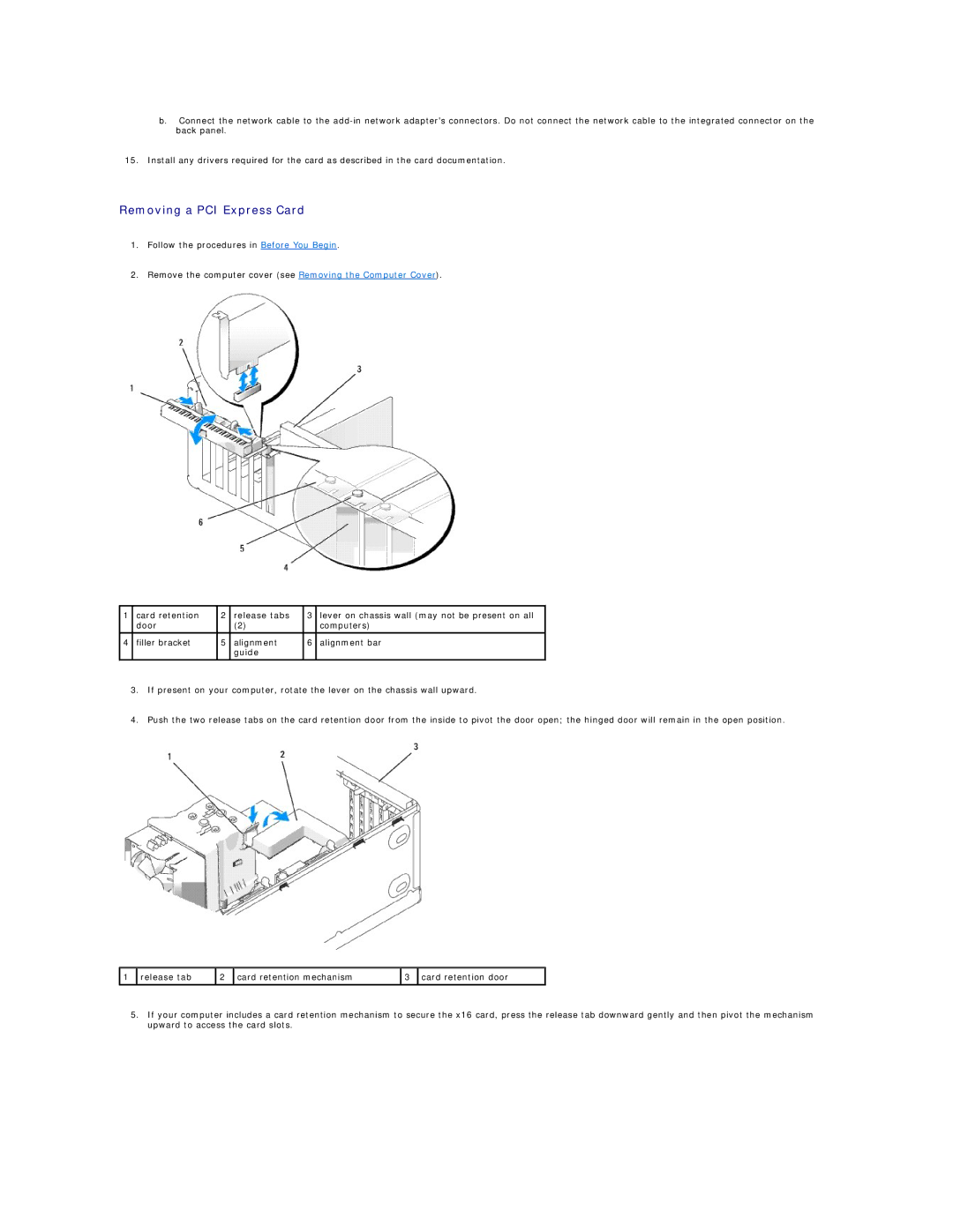 Dell XPS410 manual Removing a PCI Express Card 