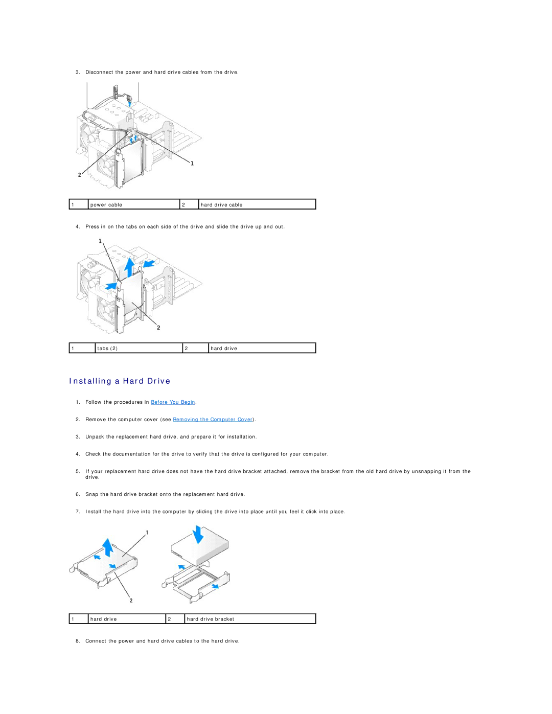 Dell XPS410 manual Installing a Hard Drive 