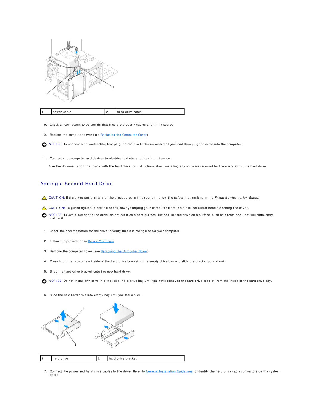 Dell XPS410 manual Adding a Second Hard Drive 