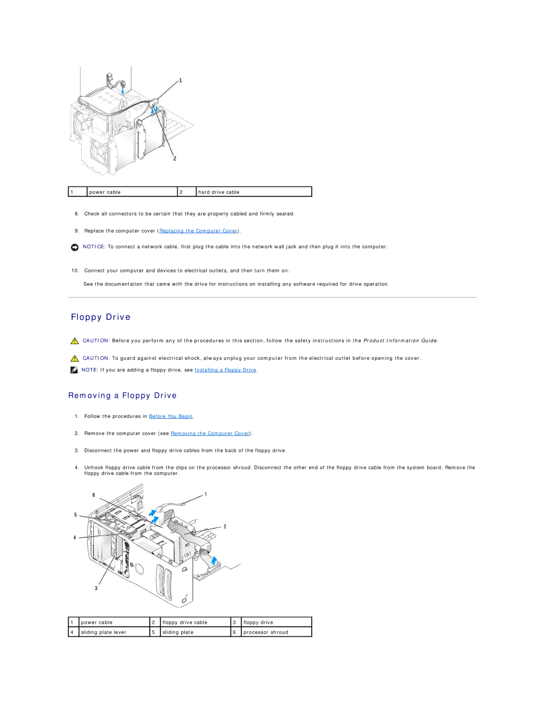 Dell XPS410 manual Removing a Floppy Drive 