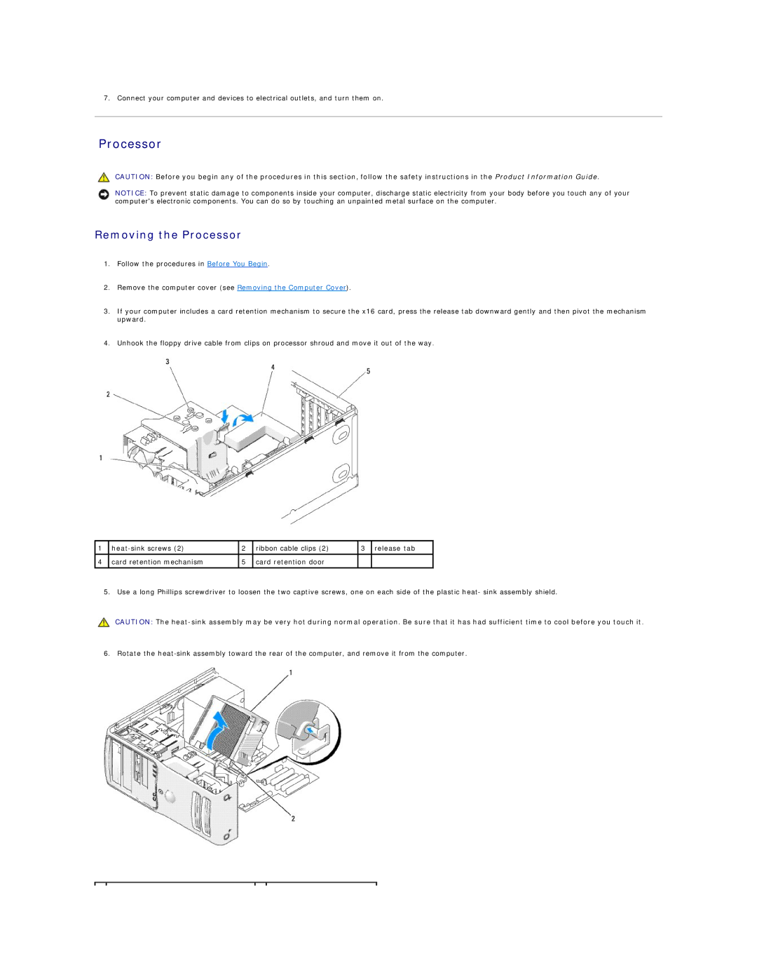 Dell XPS410 manual Removing the Processor 