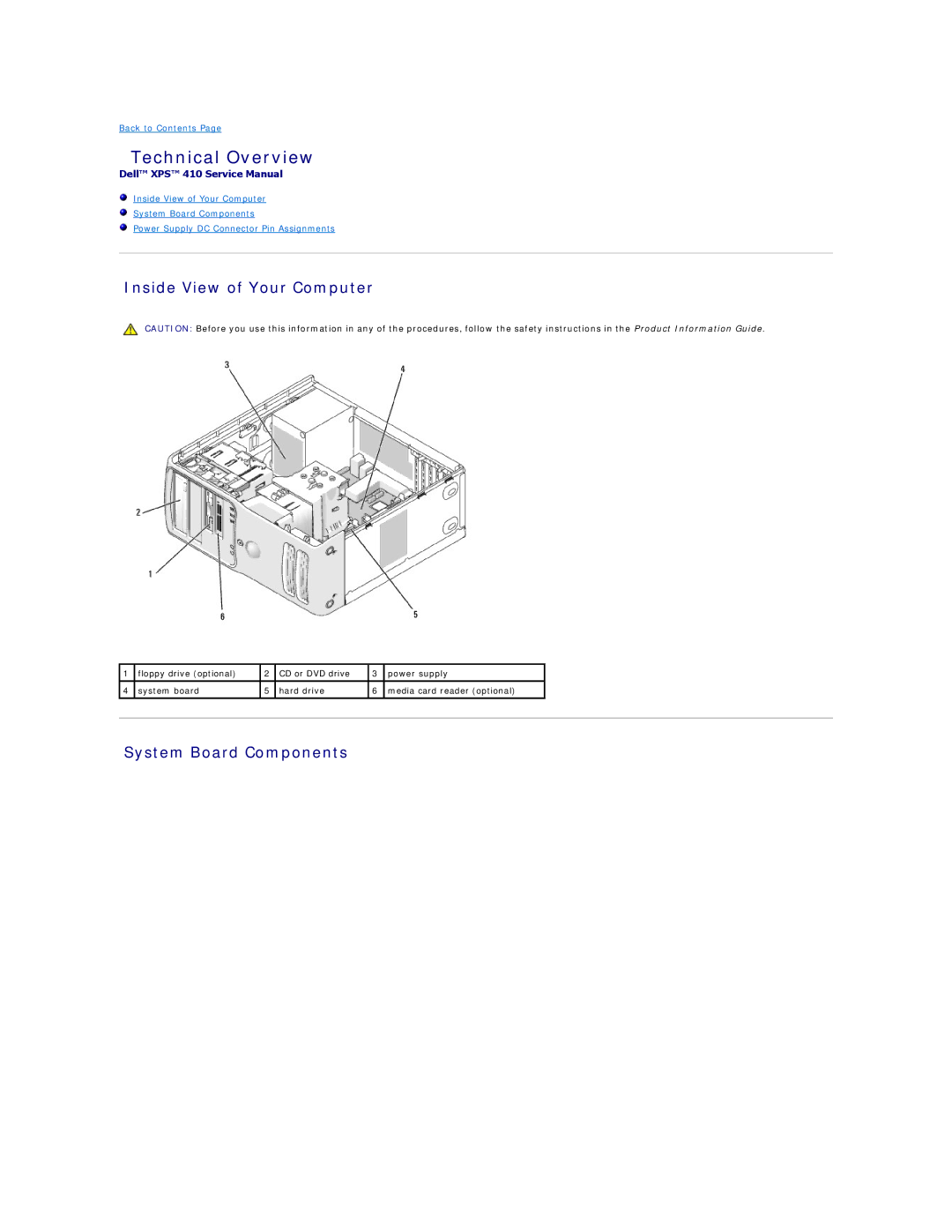 Dell XPS410 manual Technical Overview, Inside View of Your Computer 