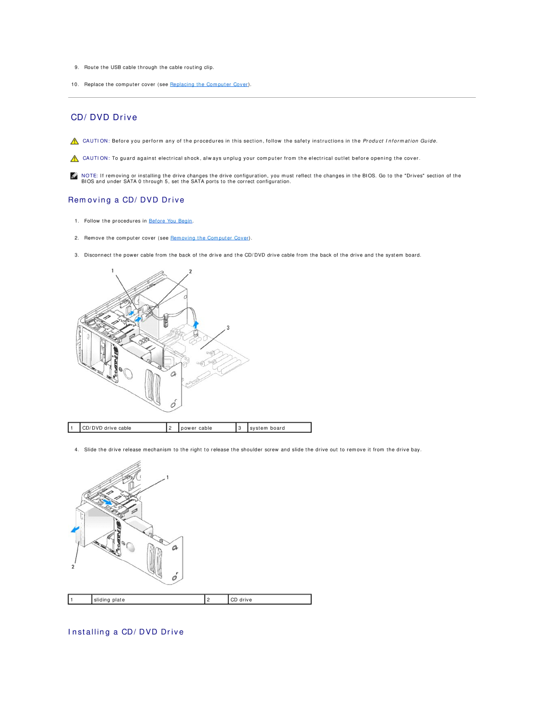 Dell 410 specifications Removing a CD/DVD Drive, Installing a CD/DVD Drive 