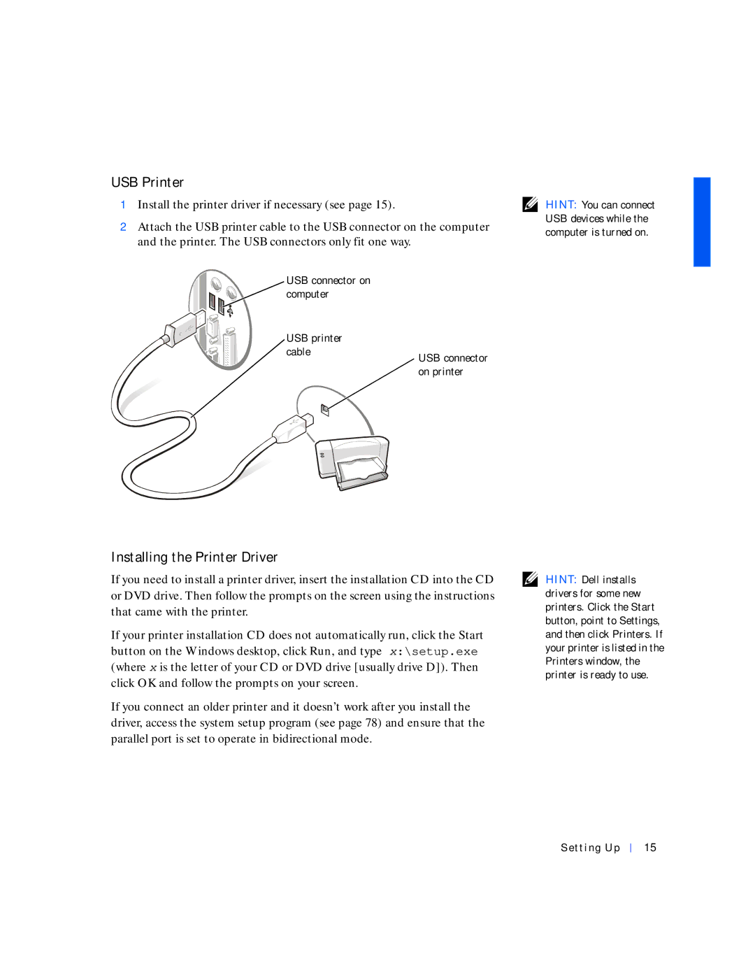 Dell 4100 manual USB Printer, Installing the Printer Driver 