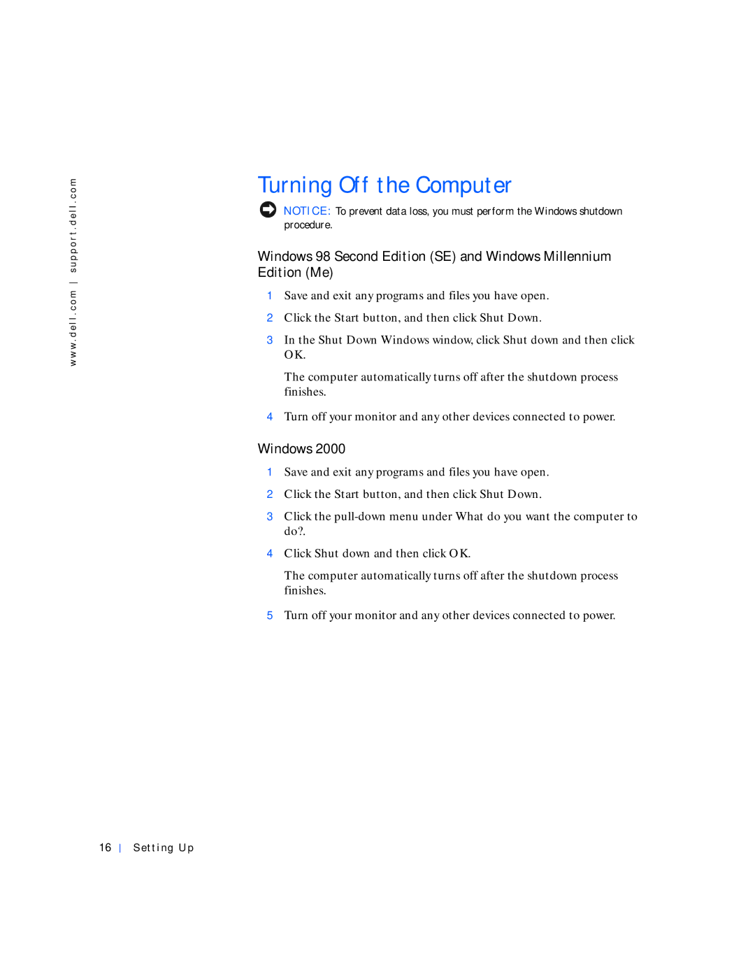 Dell 4100 manual Turning Off the Computer, Windows 